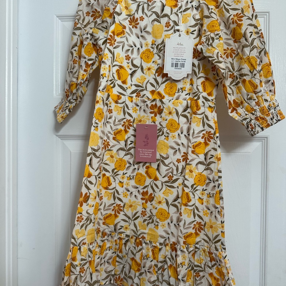 Ivy City Co Mini Maya dress, Floral Kids Dress in Yellow and Ivory